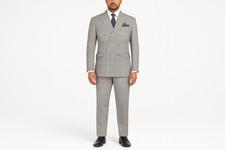Gray Vinci Double Breasted 2 Piece Suit Regular Fit Tone on Tone Windowpane NEW