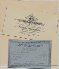TARBORO NC 1883 WAH-REE GERMAN CLUB INVITATIO...