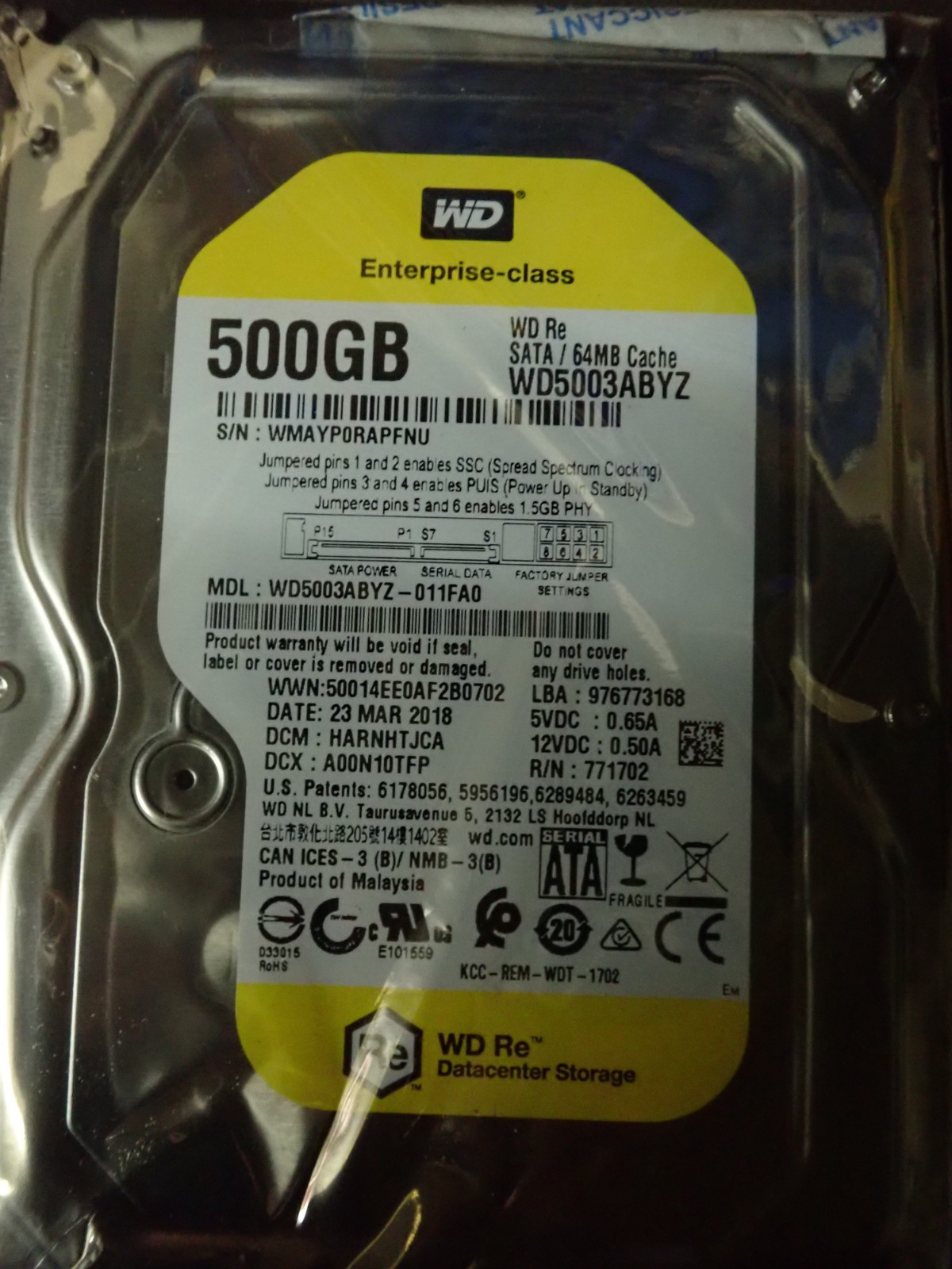WD5003ABYZ Disque Dur Interne 3.5 Pouces pour Sauvegarde Sécurisée Serveur NAS
