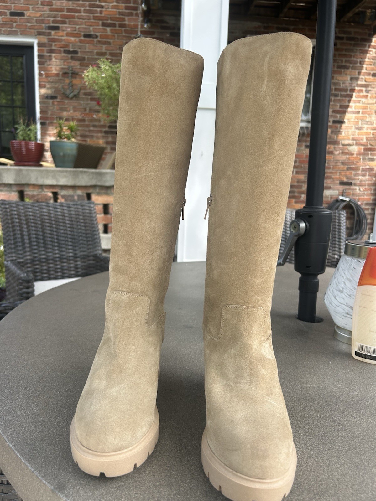 SAOLA Stivali al ginocchio FRAME scamosciati marroni con suola grossa 7 5