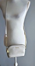 Steve Madden Gray Small Crossbody Bag Gold Chain Strap Zip Closure Logo Lined