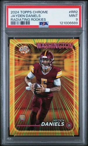 2024 TOPPS CHROME RADIATING ROOKIES #RR2 JAYDEN DANIELS ROOKIE PSA 9 RC