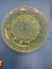 Vintage Uranium Glass Plate Green Depression Style Embossed Design 11.75"