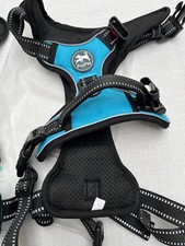 Dog Harness No Pull, Reflective Adjustable No Choke Pet Vest Blue, Large