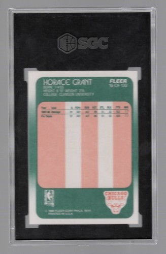 1988-89 Horace Grant Fleer Basketball Rookie RC SGC 9.5 Bulls #16 - Picture 2 of 2