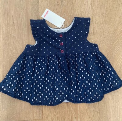 Catimini Bluse bestickt blau gepunktet