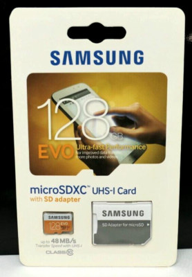 Samsung microSDXC Card w/Adapter 128GB up to 48MB/s EVO Class 10