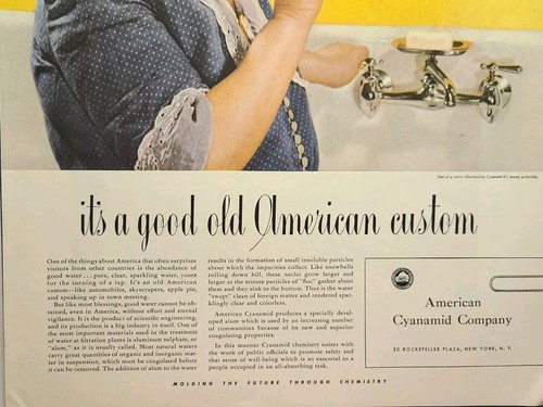 American Cyanamid Co Alum Filtración de Agua Abuela Fregadero Anuncio Impreso De Colección 1942 - Imagen 3 de 6