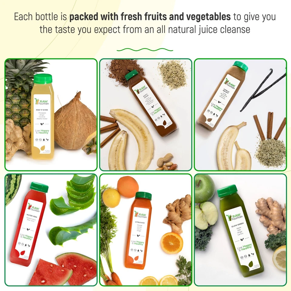 RAW Fountain Juice Cleanse Detox Cold Pressed, PROTEIN, All Natural 1,3,5,7 Day - Image 4 of 4