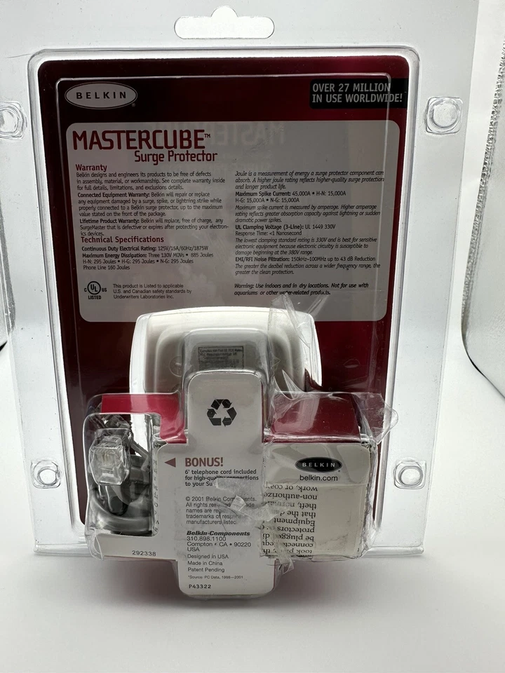 Belkin Mastercube Surge Protector New in package Model F9H120-CW - Image 4 of 4