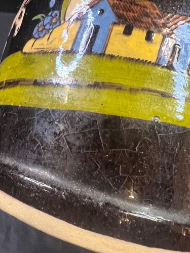 VTG RARE 1940s Hand-Painted Tlaquepaque Black Pitcher Colorful Scene MEXICO - Picture 14 of 22