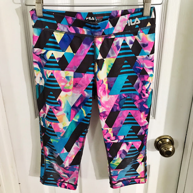 FILA Leggings Bambina Taglia M Pantaloni Sportivi Cropped Blu Rosa