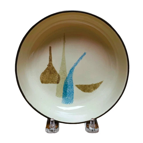 Vtg Red Wing Pottery Pompeii 6.25" Stoneware Cereal Bowl Retro MCM Brown Blue