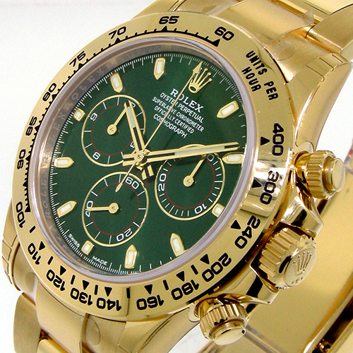 ROLEX 116508 DAYTONA YELLOW GOLD GREEN 