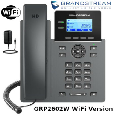 Grandstream GRP2602W WiFi Version 2-Line 4 SIP Phone Power Supply Included