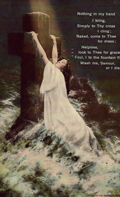 Nothing in My Hand I Bring - Girl Holding onto Cross - Bamforth Postcard