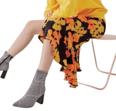 Jeffrey Campbell Womens Sport Booties Black Combo Plaid Pointed New 