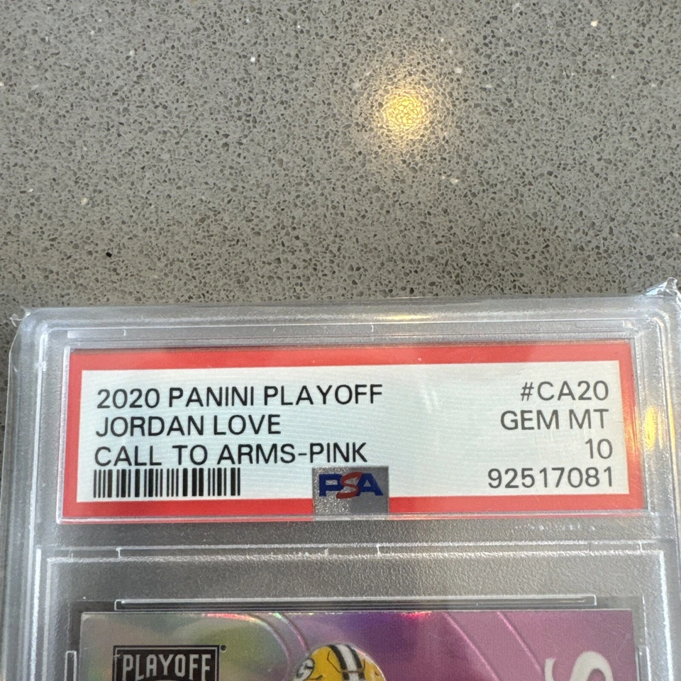 2020 Panini Playoff  JORDAN LOVE Call To Arms Red PSA 10 - Image 3 of 4
