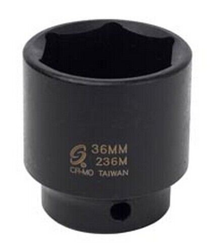 Sunex 236M 36mm 1/2-Inch Drive 6-Point Shallow Impact Socket – Metric, Black Oxide