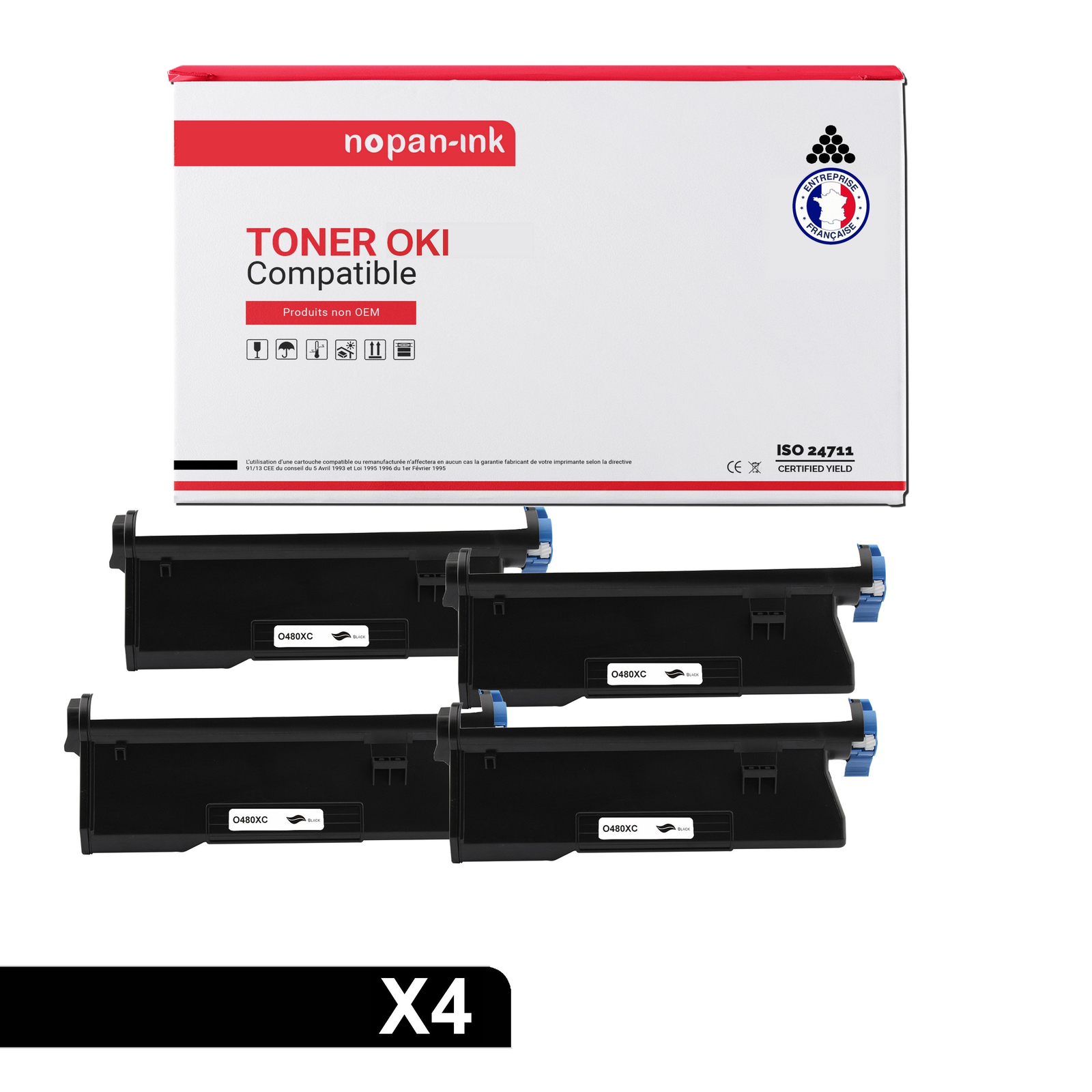 Toner OKI 43979216 noir NOPAN-INK haute capacité pour texte net x4