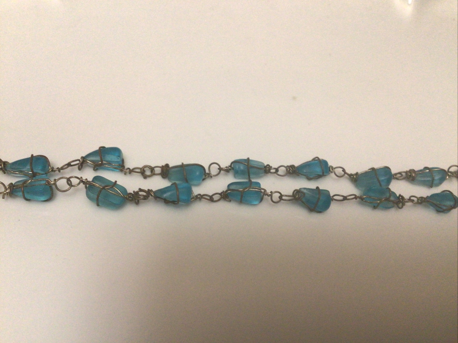 Statement beach multi Blue Beach Glass Beads 24” … - image 3