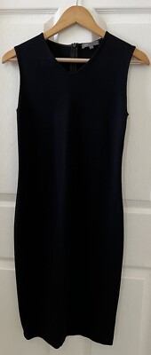 Vince Dress Black Sleeveless Ribbed Pencil Exposed Zipper Stretch Size  Womens