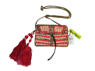 Sam Edelman Iron Tarian Handbag Gold Red Pink Mosaic Crossbody Bag 