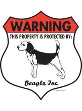 Warning Beagle Property Protected - Beware Dog Aluminum Dog Sign - 7" x 8"