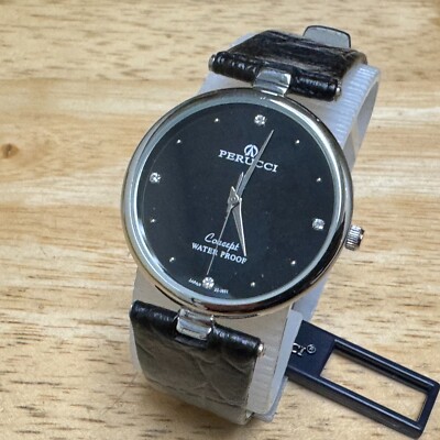 Unused Perucci Quartz Watch Concept Unisex Silver Black Analog New Battery