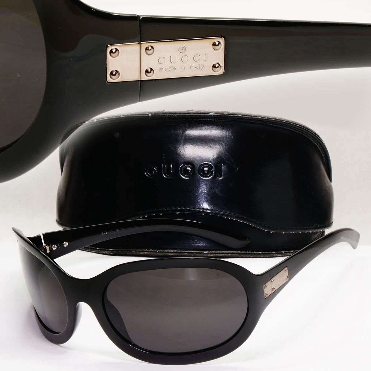 Gucci Sunglasses 1996 Vintage Black Large Wrap Square GG Gucci Sunglasses 1996 Vintage Black Large Wrap Square GG