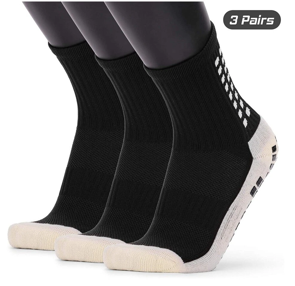 3 Pairs Non Slip Sport Soccer Socks, Unisex Athletic Sports Grip Socks for  Women