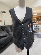 Disney Donald Duck Embroidered Black And Gray Vest Made In The USA