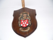 "JOHNSON", COAT OF ARMS - FAMILY EMBLEM LOGO, WOODEN WALL PLAQUE, VINTAGE