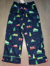 BOYS NEW NWT dark blue CHRISTMAS SLEEP PANTS lounge wear size 4 TREES RED TRUCKS