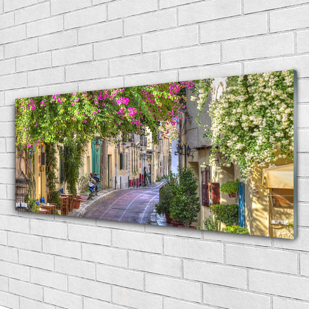 Tableau sur verre 125x50 Floral Ruelle pour agrandir visuellement une piece sombre