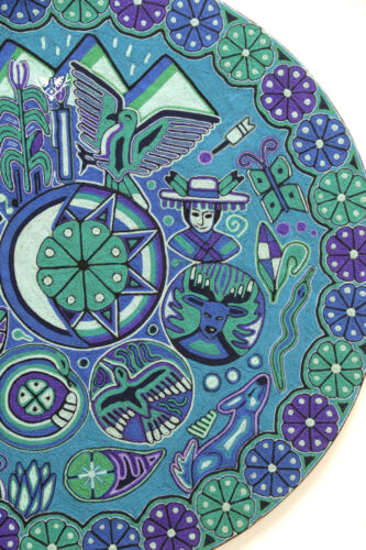 Quadro filato arte Huichol - Catinemiayeeni 60 cm. 24 pollici Filo per opera d'arte messicana - Foto 15 di 16