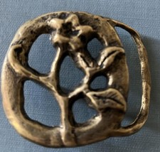 Brutalist Style Brass Belt Buckle Vintage Mid Century Hippy Boho