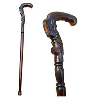 Hand-Carved Wooden Walking Cane Stick with Cross Symbol  Handmade Beautyfull