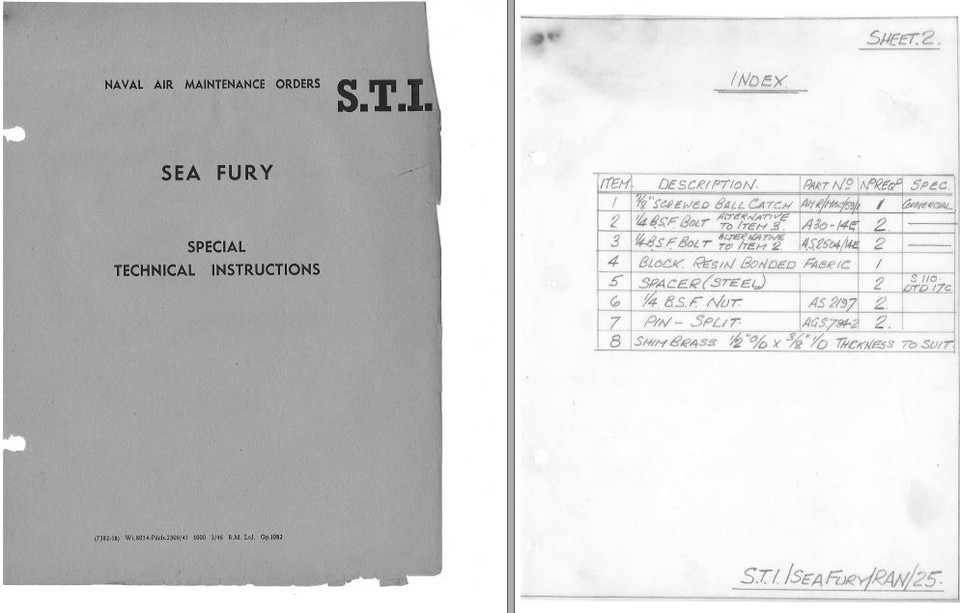 HAWKER SEA FURY 1950's SERVICE MAINTENANCE ORDERS SCHEDULE RARE