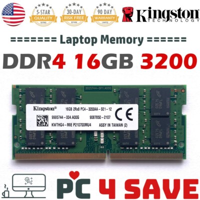 Kingston 16GB x DDR4 3200 MHz 2RX8 PC4-3200AA 260 Pin - Main Image