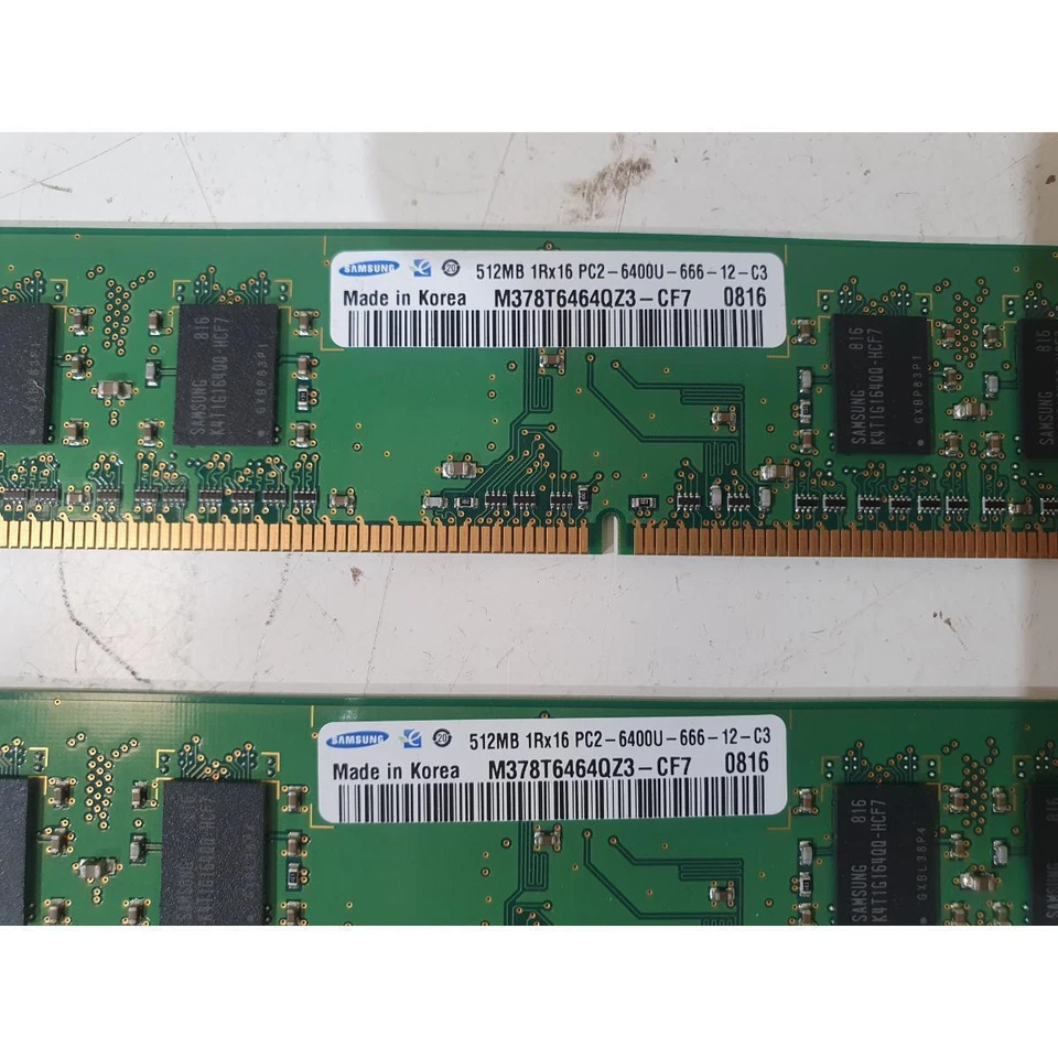 Lot of 2 Samsung M378T6464QZ3-CF7 Memory Module 512MB 1Rx16 DDR2 PC2-6400U-666 - Image 2 of 4