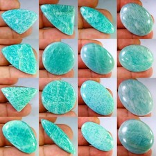 WHOLESALE LOT RARE NATURAL GREEN AMAZONITE FANCY OVAL CABOCHON GEMSTONE FY-