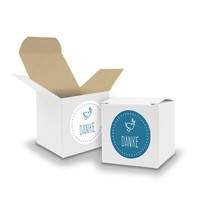 Itenga Set Taube Danke 24X Faltschachtel WüRfel + Aufkleber Blau Gastgeschenk