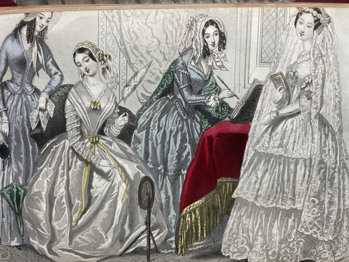 1845 LADIES NATIONAL MAGAZINE BOUND VOL VII PETERSON COLOR DRESS FASHION PLATES - Picture 16 of 24