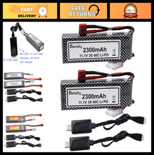 2 Pack 11.1V 2200mAh LiPo Rechargeable Battery with T Plug USB for RC Drone/Tr