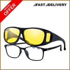Night Vision Pro Driving Glasses Anti-Glare Polarized Wear Over Yellow Lens - US