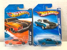 Hot Wheels 70 BUICK GSX Lot of 2! 2010 Muscle Mania #83 - Blue & Orange Colors