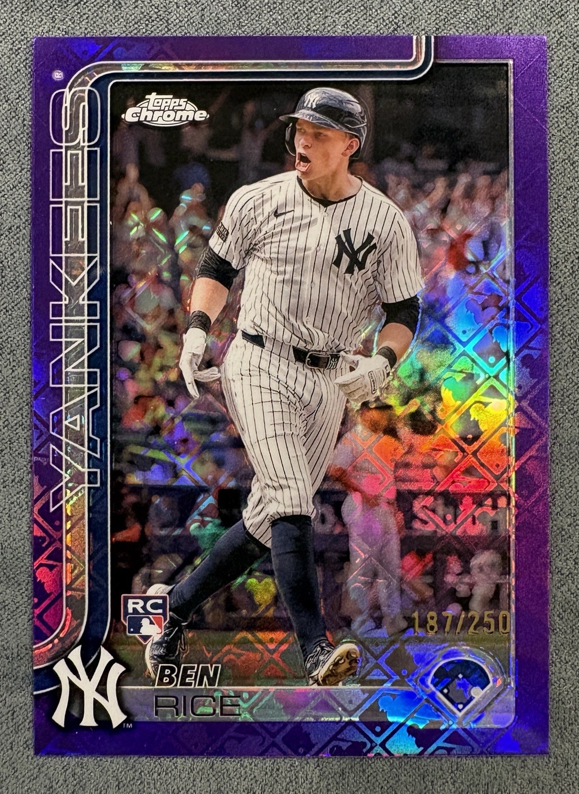 2025 Topps Chrome Logofractor - Ben Rice RC - Purple /250 - Yankees Rookie #139