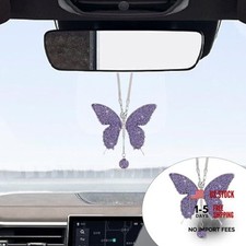Bling Butterfly Diamond Car Hanging Accessories, Crystal Butterfly Rear Purple