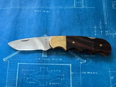 GERBER MAGNUM HUNTER FOLDING KNIFE WITH LEATHER CASE POCKET BELT 